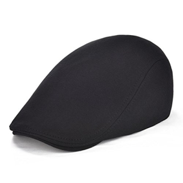VOBOOM Men's Cotton Flat Ivy Gatsby Hat - Stylish Black Cap