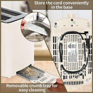 SEEDEEM Toaster 2 Slice, Bread Toaster with LCD Display, 7 Shade Settings, 1.４'' Extra Wide Slots Toaster with Cancel, Bagel, Defrost, Reheat Functions, Removable Crumb Tray, 900W, Cream White