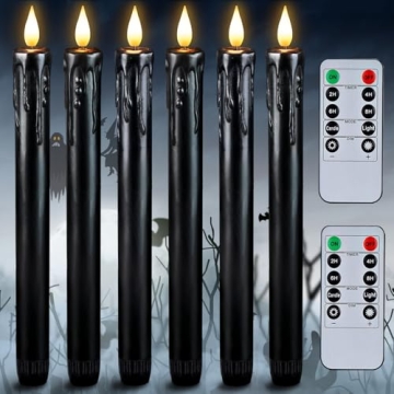 Homemory Black Flameless Taper Candles with Remote and Timer, Real Wax LED Taper Candles Battery Ope...