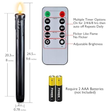 Homemory Flameless Taper Candles with Remote, 6 Pcs