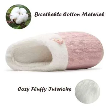NineCiFun Women's Slip on Fuzzy Slippers Memory Foam House Slippers Outdoor Indoor Warm Plush Bedroom Shoes Scuff with Faux Fur Lining size 9 10 pink
