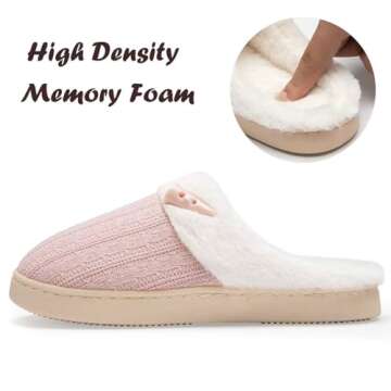 NineCiFun Women's Slip on Fuzzy Slippers Memory Foam House Slippers Outdoor Indoor Warm Plush Bedroom Shoes Scuff with Faux Fur Lining size 9 10 pink