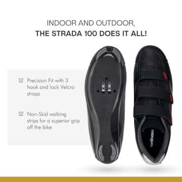 Tommaso Strada Mens Peloton Shoes with Pre-Installed Delta Cleats—Cycling Shoes for Mens—Cycling Shoes Delta Compatible—Indoor Cycling Shoes for Men—Cycling Road Bike Shoes—Spin Shoes Size US 13.5-14