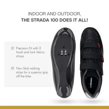 Tommaso Strada Mens Peloton Shoes with Pre-Installed Delta Cleats—Cycling Shoes for Mens—Cycling Shoes Delta Compatible—Indoor Cycling Shoes for Men—Cycling Road Bike Shoes—Spin Shoes Size US 13.5-14