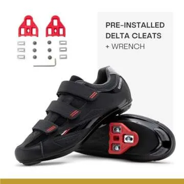 Tommaso Strada Mens Peloton Shoes with Pre-Installed Delta Cleats—Cycling Shoes for Mens—Cycling Shoes Delta Compatible—Indoor Cycling Shoes for Men—Cycling Road Bike Shoes—Spin Shoes Size US 13.5-14