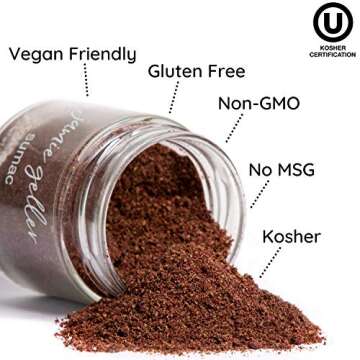 Jamie Geller Sumac Spice Seasoning | Fresh Ground Dried Red Berries (3.5 oz Glass Jar, 100g) OU KOSH...