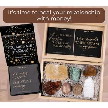 Crystals and Healing Stones - Healing Crystals and Stones. Healing Crystal Set with 50 Affirmation Cards. Gemstones, Real Crystal Stones for Reiki, Meditation Accessories, Spiritual Gifts for Women