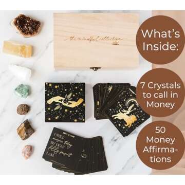 Crystals and Healing Stones - Healing Crystals and Stones. Healing Crystal Set with 50 Affirmation Cards. Gemstones, Real Crystal Stones for Reiki, Meditation Accessories, Spiritual Gifts for Women