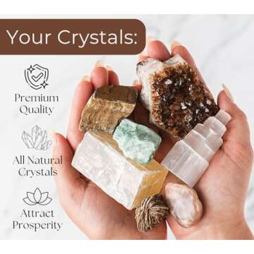 Crystals and Healing Stones - Healing Crystals and Stones. Healing Crystal Set with 50 Affirmation Cards. Gemstones, Real Crystal Stones for Reiki, Meditation Accessories, Spiritual Gifts for Women