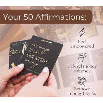 Crystals and Healing Stones - Healing Crystals and Stones. Healing Crystal Set with 50 Affirmation Cards. Gemstones, Real Crystal Stones for Reiki, Meditation Accessories, Spiritual Gifts for Women