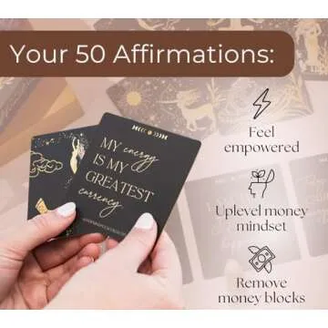 Crystals and Healing Stones - Healing Crystals and Stones. Healing Crystal Set with 50 Affirmation Cards. Gemstones, Real Crystal Stones for Reiki, Meditation Accessories, Spiritual Gifts for Women