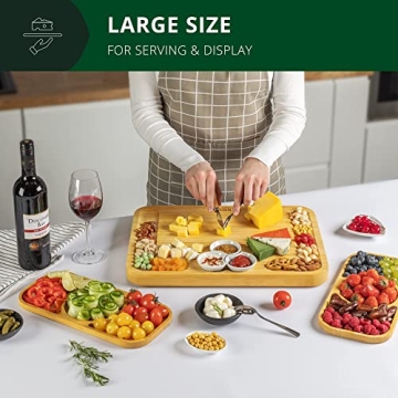 Royal Craft Wood Bamboo Cheese Board with Serving Trays
