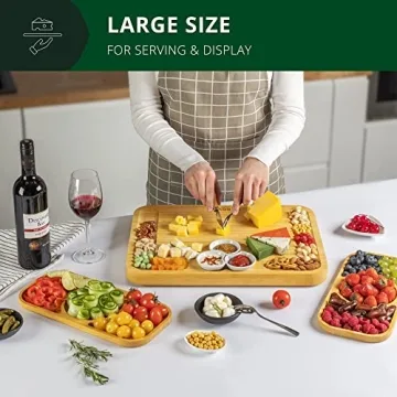 Royal Craft Wood Bamboo Cheese Board with Serving Trays