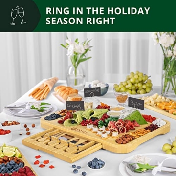 Royal Craft Wood Bamboo Cheese Board with Serving Trays