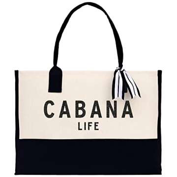 VANESSA ROSELLA Beach Tote Bag Large - Chic Tote Bag for Pool Gym Travel Cruise Picnic Road Trip (Bl...