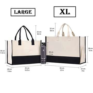 VANESSA ROSELLA Beach Tote Bag Large - Chic Tote Bag for Pool Gym Travel Cruise Picnic Road Trip (Black - Cabana Life)