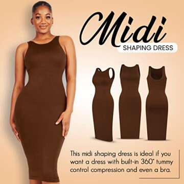 Dresses for Women 2023 Tummy Control Shapewear I Midi Sleeveless High Neck Sculpting Dress Body Shap...