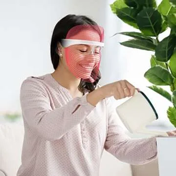 L E D Face Mask Light Therapy, 7 Colors Therapy Mask, Red & Blue for Face, Skin Care, Portable Rechargeable