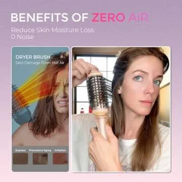 TYMO Thermal Brush Heated Round Brush - STYLUX Blowout Brush with Flexi-Fit Tech for Hair Straightening, Curling Brush Styler Tools, Straightener and Curler 2 in 1, Dual Voltage, Quick & Easy, Pink