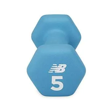 New Balance Dumbbells Hand Weights (Single) - Neoprene Exercise & Fitness Dumbbell for Home Gym Equipment Workouts Strength Training Free Weights for Women, Men (5 Pound Blue), 5lb
