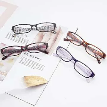 EYEGUARD Readers 4 Pack of Thin and Elegant Womens Reading Glasses with Beautiful Patterns for Ladies 1.25