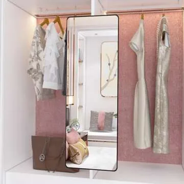 Hideaway Closet Mirror, Retractable Full Length Mirror, 39" x 16" Wall Mounted Mirror, Suitable for Bedroom, Locker Room, Cloakroom