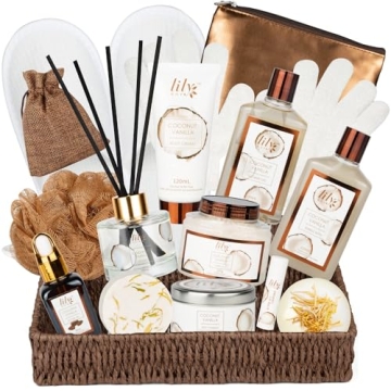 Lily Roy Perfumes Spa Gift Baskets Set for Women 17 Pcs Bath and Body Gifts Basket for Father Mother...