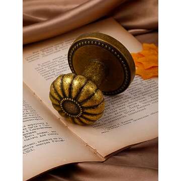 SORWDUERM Antique Brass Door Knob Dummy Door Knobs Interior Dummy Door Handle Single Sided Decorativ...