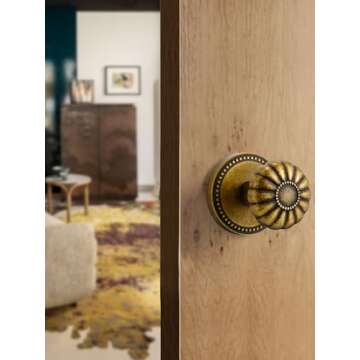 SORWDUERM Antique Brass Door Knob Dummy Door Knobs Interior Dummy Door Handle Single Sided Decorative,Zinc Alloy 1 Pack