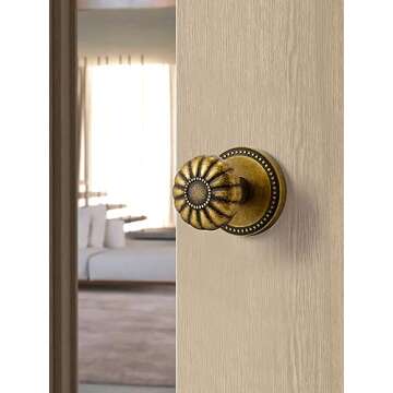 SORWDUERM Antique Brass Door Knob Dummy Door Knobs Interior Dummy Door Handle Single Sided Decorative,Zinc Alloy 1 Pack
