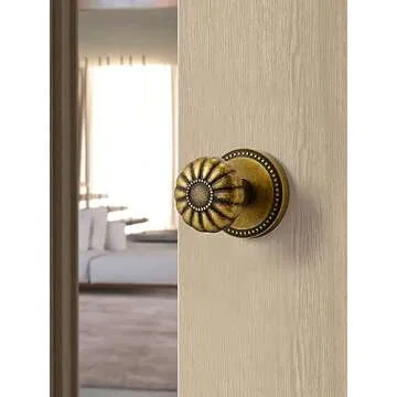 SORWDUERM Antique Brass Door Knob Dummy Door Knobs Interior Dummy Door Handle Single Sided Decorative,Zinc Alloy 1 Pack