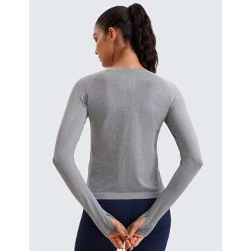 CRZ YOGA Womens Seamless Workout Long Sleeve Shirts Quick Dry Gym Athletic Tops Breathable Running Y...