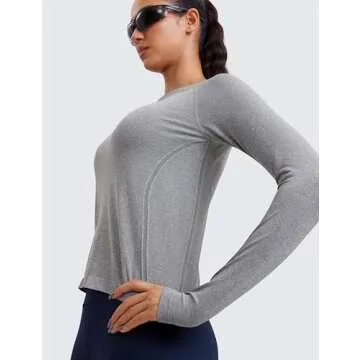 CRZ YOGA Long Sleeve Seamless Workout Shirt for Women