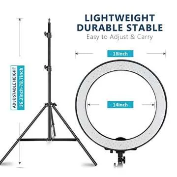 Neewer 18" Dimmable LED Ring Light with Stand & Accessories