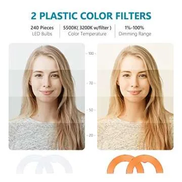 Neewer 18" Dimmable LED Ring Light with Stand & Accessories