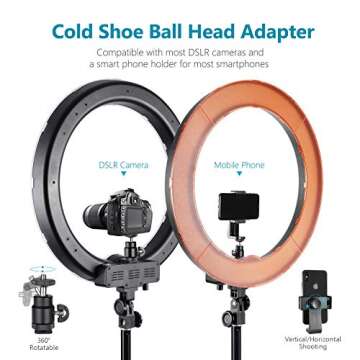 Neewer Upgraded 18-inch Outer Dimmable SMD LED Ring Light with 79-inch Stand, Bluetooth Receiver, Rotatable Phone Holder for Smartphone/Camera Make up YouTube Video Shooting (EU/US Plug, Bag Included)