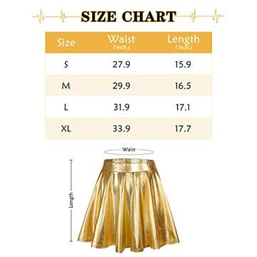 Century Star Womens Metallic Skirt Halloween Silver Shiny Flared High Waist Mini Holographic Pleated Skirts for Women 07 Blue Small