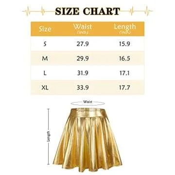 Century Star Womens Metallic Skirt Halloween Silver Shiny Flared High Waist Mini Holographic Pleated Skirts for Women 07 Blue Small