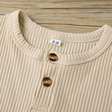 Unisex Toddler Baby Boy Girl Summer Clothes Short Sleeve T-Shirt Tops+Short Pants Ribbed Two Piece Solid Outfit Set (F-Apricot, 3-4T)