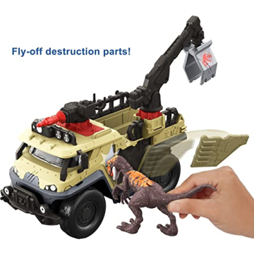 Jurassic World Capture & Crush Truck Playset with Velociraptor
