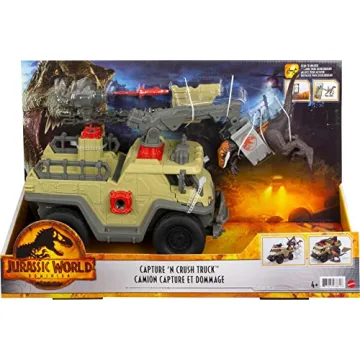 Jurassic World Capture & Crush Truck Playset with Velociraptor