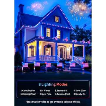 Brightown 4th of July Decorations Outdoor, Red White and Blue Lights, 6 Flag Lights Pathway, Memorial Day Decorations for Independence Day Garden Yard Lawn Outside Patriotic Decorations