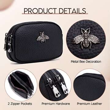 Stylish imeetu Women Leather Coin Purse with Bee Decoration