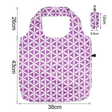 HOLYLUCK Reusable Grocery Bags,Heavy Duty Foldable Shopping Bag - purple geometric flowers