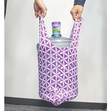 HOLYLUCK Reusable Grocery Bags,Heavy Duty Foldable Shopping Bag - purple geometric flowers
