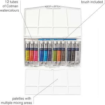 Winsor & Newton 12 Color Watercolor Set with Brush