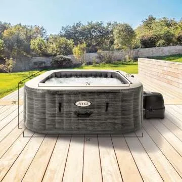 INTEX 28451EP PureSpa Greystone Deluxe Spa Set: Includes Energy Efficient Spa Cover and Wireless Control Panel – Spa Control App – Built-in FastFill Inflation System – 6 Person Capacity – 94" x 28"