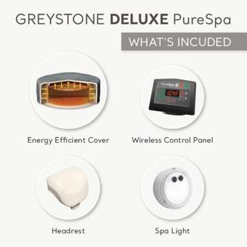 INTEX 28451EP PureSpa Greystone Deluxe Spa Set: Includes Energy Efficient Spa Cover and Wireless Control Panel – Spa Control App – Built-in FastFill Inflation System – 6 Person Capacity – 94" x 28"