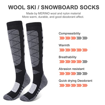 Kuyou Ski Socks: Thermal Knee High Warm Winter Gear