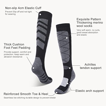 Kuyou Ski Socks: Thermal Knee High Warm Winter Gear